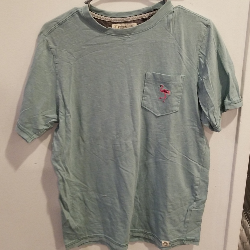 Flamingo pocket blue shirt